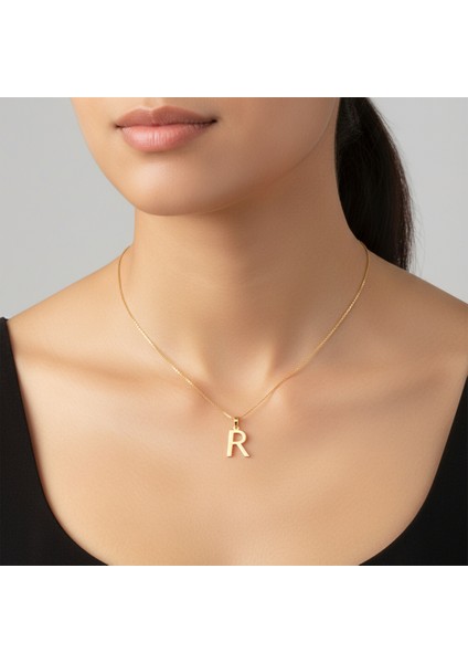 8 Ayar Altın Kolye Ucu Harf R GM3058 1 gr