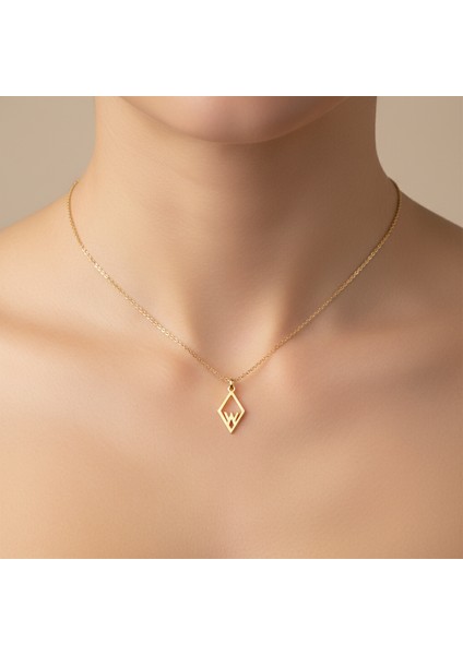 14 Ayar Altın Kolye Ucu "W"harfi GM619 1 gr