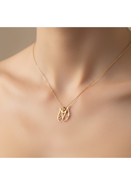 14 Ayar Altın Kolye Ucu "m"harfi GM685 0.5 gr