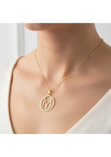 8 Ayar Altın Kolye Ucu Harf M GM2996 0.5 gr