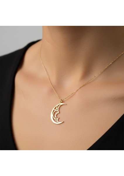 14 Ayar Altın Kolye Ucu ay GM122 1 gr