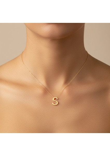 14 ayar altın kolye "S"harfi GM657 1 gr