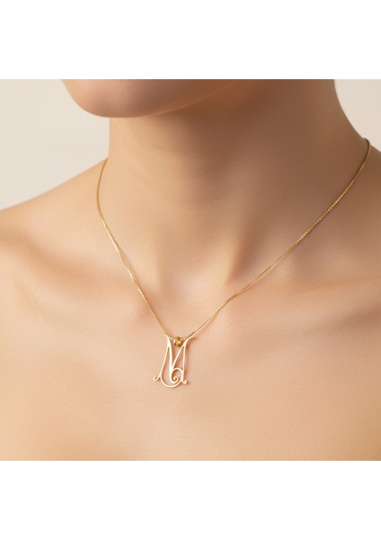 Tabitela 8 Ayar Altın Kolye Ucu "m"harfi GM684 1 gr