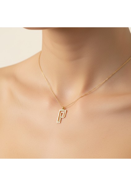 14 Ayar Altın Kolye Ucu "P"harfi GM724 1 gr