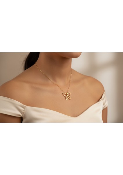 14 Ayar Altın Kolye Ucu Kelebek GM1443 1 gr