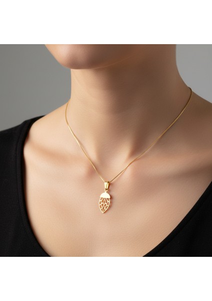 8 Ayar Altın Kolye Ucu Meşe GM3464 0.5 gr