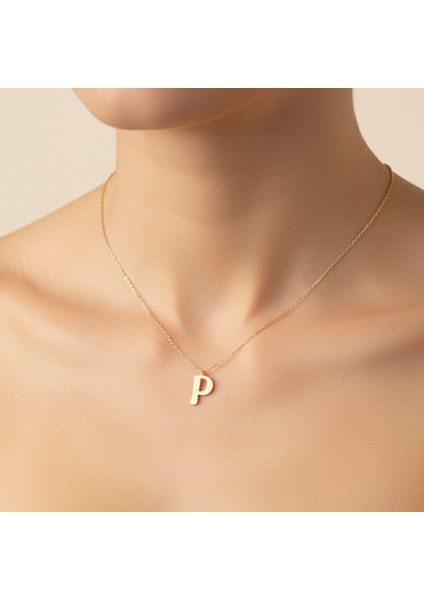 14 Ayar Altın Kolye Ucu "P"harfi GM718 1 gr