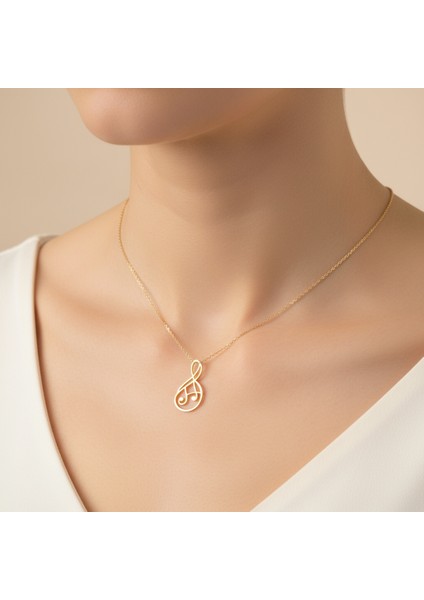 14 Ayar Altın Kolye Ucu nota GM18 1 gr