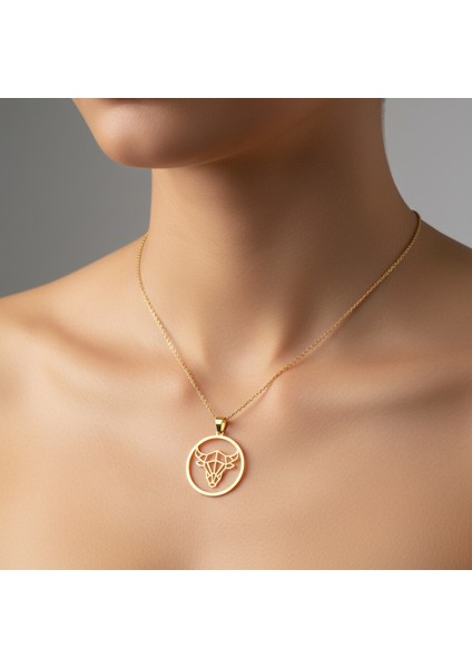 8 Ayar Altın Kolye Ucu Boğa GM3122 0.5 gr