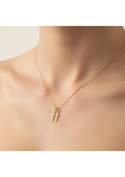 14 Ayar Altın Kolye Ucu "H"harfi GM642 1 gr