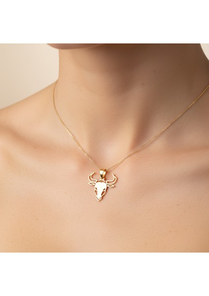 8 Ayar Altın Kolye Ucu Boğa GM3123 0.5 gr