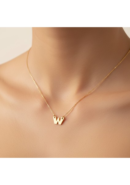 14 Ayar Altın Kolye Ucu Harf W GM3016 0.5 gr