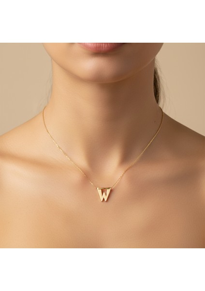14 Ayar Altın Kolye Ucu Harf W GM3024 0.5 gr