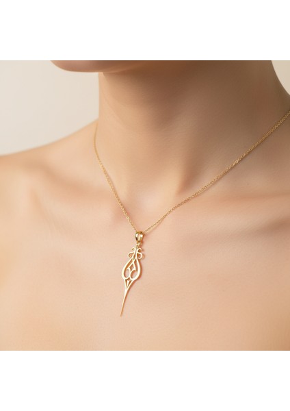 14 Ayar Altın Kolye Ucu Çizgi Sanatı Portresi GM4814 1 gr