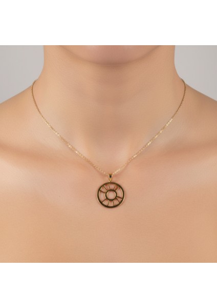 8 Ayar Altın Kolye Ucu Gramofon Plakası GM4668 0.5 gr