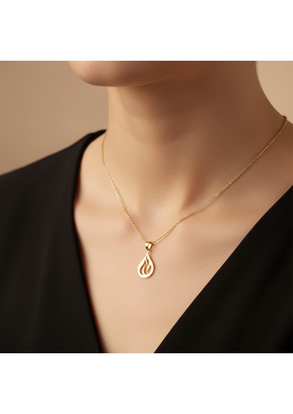 14 Ayar Altın Kolye Ucu Ateş GM3510 0.5 gr