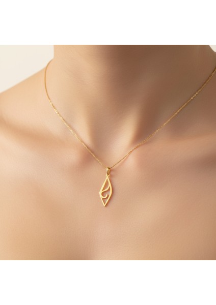 14 Ayar Altın Kolye Ucu Çizgi Sanatı Portresi GM4817 1 gr