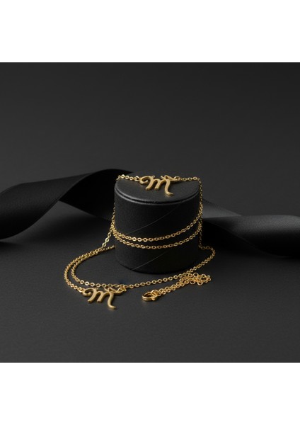 8 Ayar Altın Kolye Ucu Harf M GM2585 0.5 gr modelleri