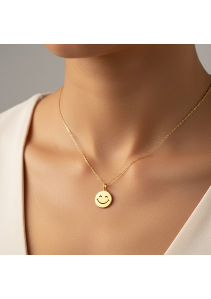 14 Ayar Altın Kolye Ucu Gülen Yüz GM5044 0.5 gr