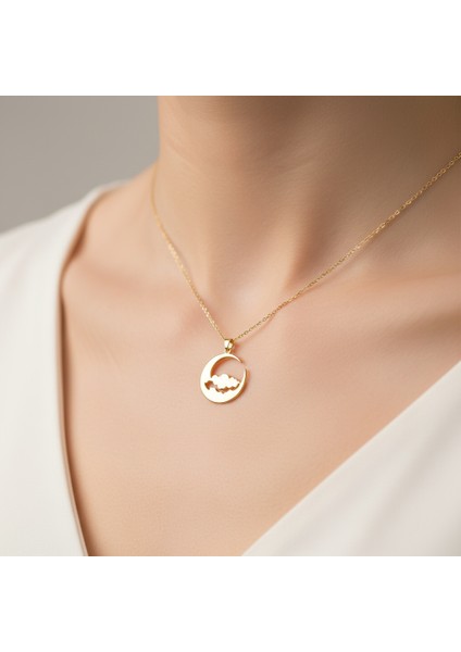 14 Ayar Altın Kolye Ucu Ay GM5953 0.5 gr