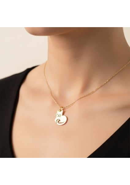 14 Ayar Altın Kolye Ucu Kedi GM6296 1 gr