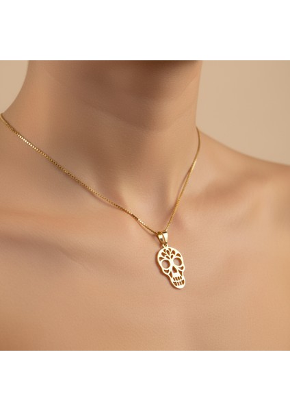 14 Ayar Altın Kolye Ucu Kafatası GM3994 1 gr