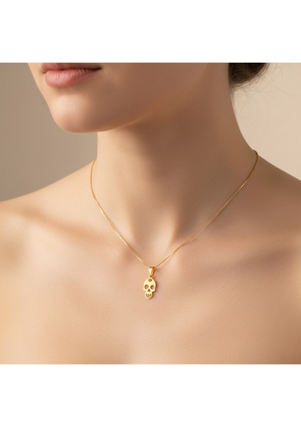 14 Ayar Altın Kolye Ucu Kafatası GM4007 0.5 gr