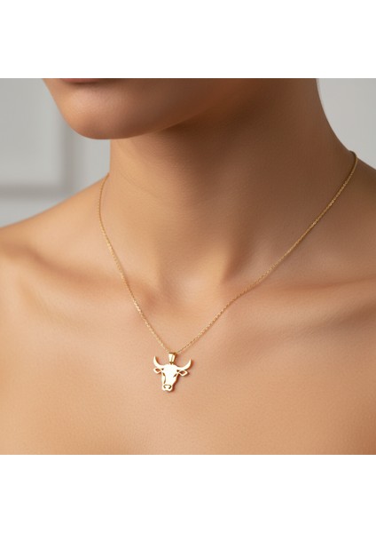 14 Ayar Altın Kolye Ucu Boğa GM5321 0.5 gr