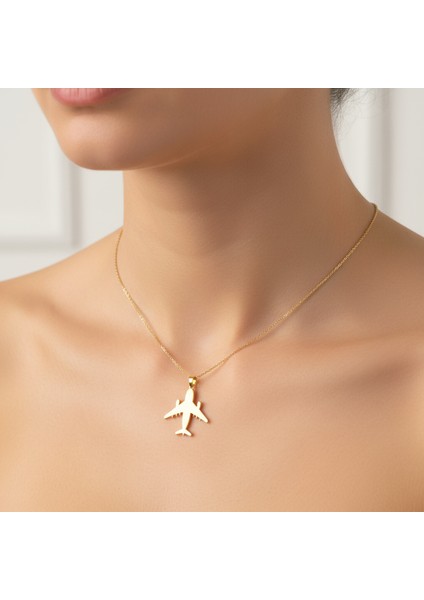 8 Ayar Altın Kolye Ucu Uçak GM4417 0.5 gr