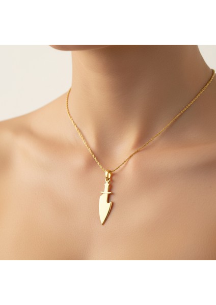 14 Ayar Altın Kolye Ucu Hançer GM6601 0.5 gr