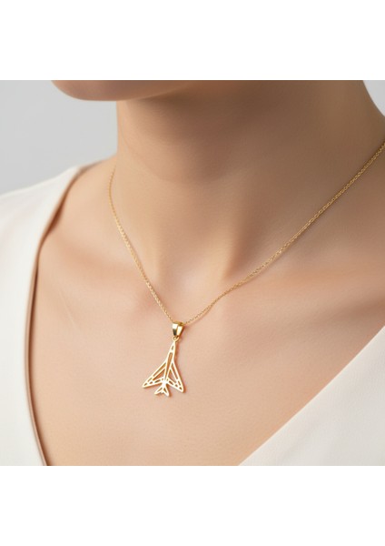 14 Ayar Altın Kolye Ucu Uçak GM6366 0.5 gr