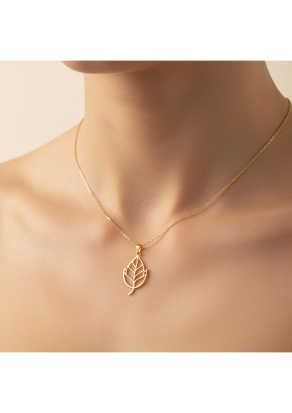 14 Ayar Altın Kolye Ucu Yaprak GM7313 1 gr