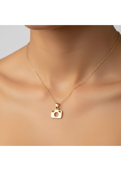 14 Ayar Altın Kolye Ucu Kamera GM6841 1 gr