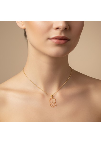 14 Ayar Altın Kolye Ucu Çizgi Sanatı Portresi GM7395 0.5 gr