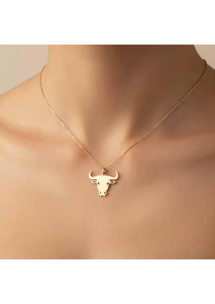8 Ayar Altın Kolye Ucu Boğa GM6792 0.5 gr