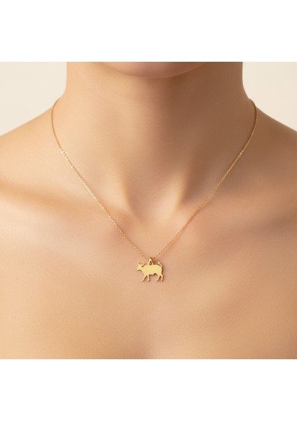 14 Ayar Altın Kolye Ucu Boğa GM5331 0.5 gr