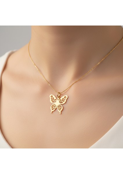 8 Ayar Altın Kolye Ucu Kelebek GM6816 0.5 gr
