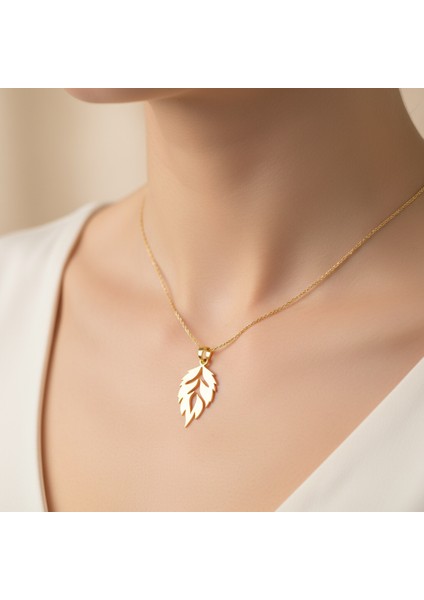 14 Ayar Altın Kolye Ucu Yaprak GM7302 1 gr