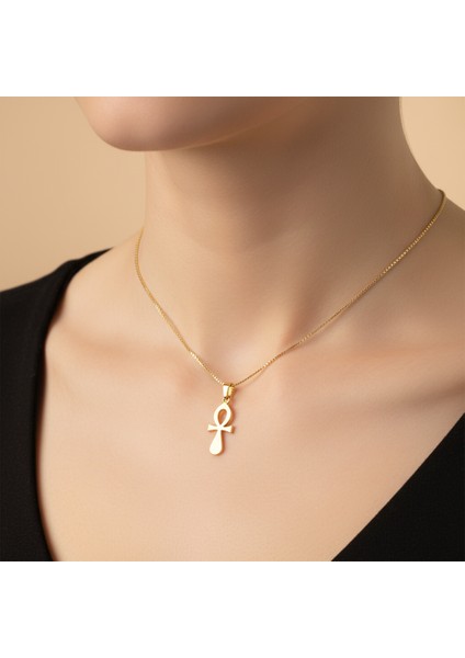 14 Ayar Altın Kolye Ucu Mısır Ankh GM6720 1 gr