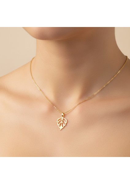 14 Ayar Altın Kolye Ucu Yaprak GM7294 0.5 gr