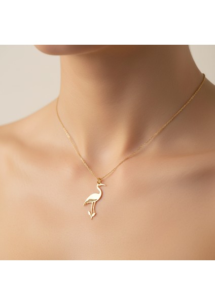 8 Ayar Altın Kolye Ucu Leylek GM8122 1 gr