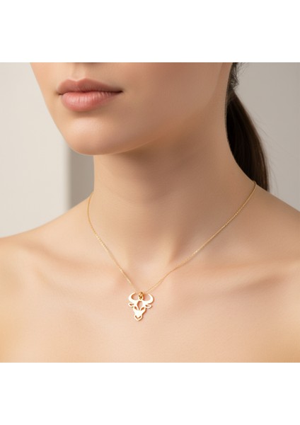 8 Ayar Altın Kolye Ucu Boğa GM6787 0.5 gr