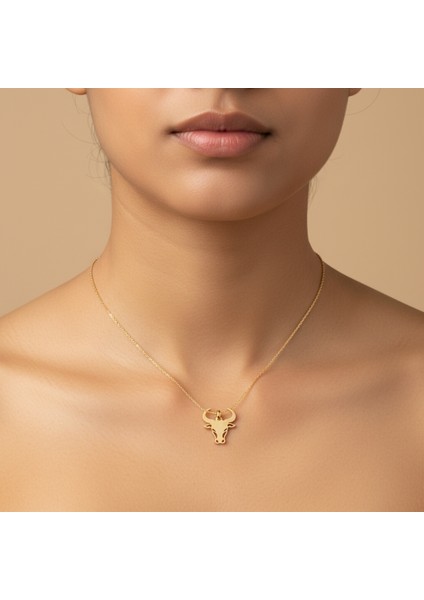 8 Ayar Altın Kolye Ucu Boğa GM8222 1 gr