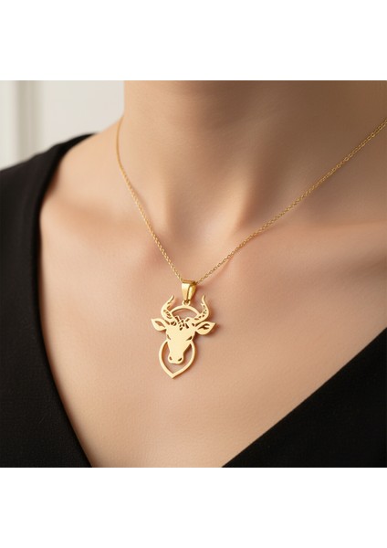 8 Ayar Altın Kolye Ucu Boğa GM8215 0.5 gr