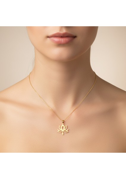 8 Ayar Altın Kolye Ucu Lotus GM7422 1 gr