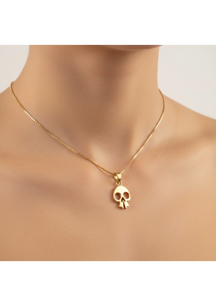 14 Ayar Altın Kolye Ucu Kafatası GM8035 0.5 gr