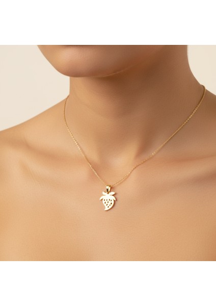 8 Ayar Altın Kolye Ucu Çilek GM8129 0.5 gr