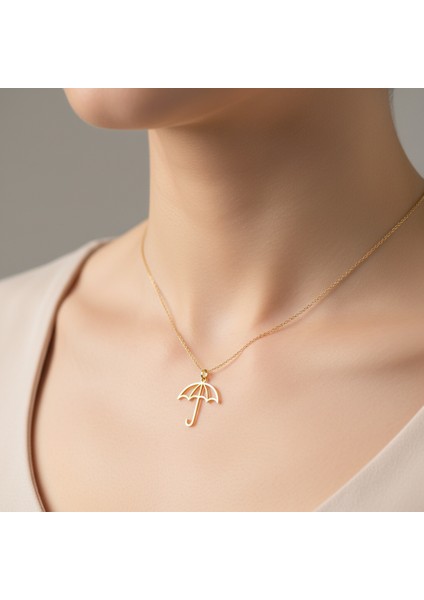 14 Ayar Altın Kolye Ucu Şemsiye GM8757 0.5 gr