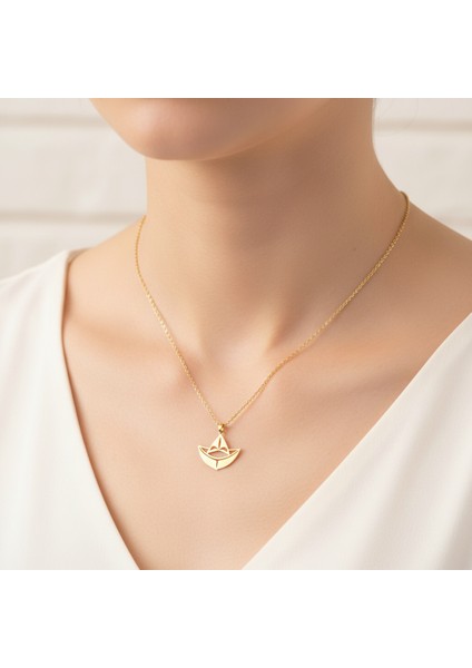 14 Ayar Altın Kolye Ucu Kağıttan Tekne GM7267 1 gr