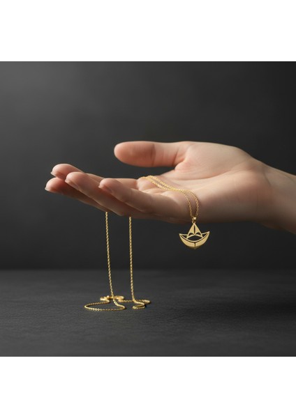 14 Ayar Altın Kolye Ucu Kağıttan Tekne GM7267 1 gr fiyatları